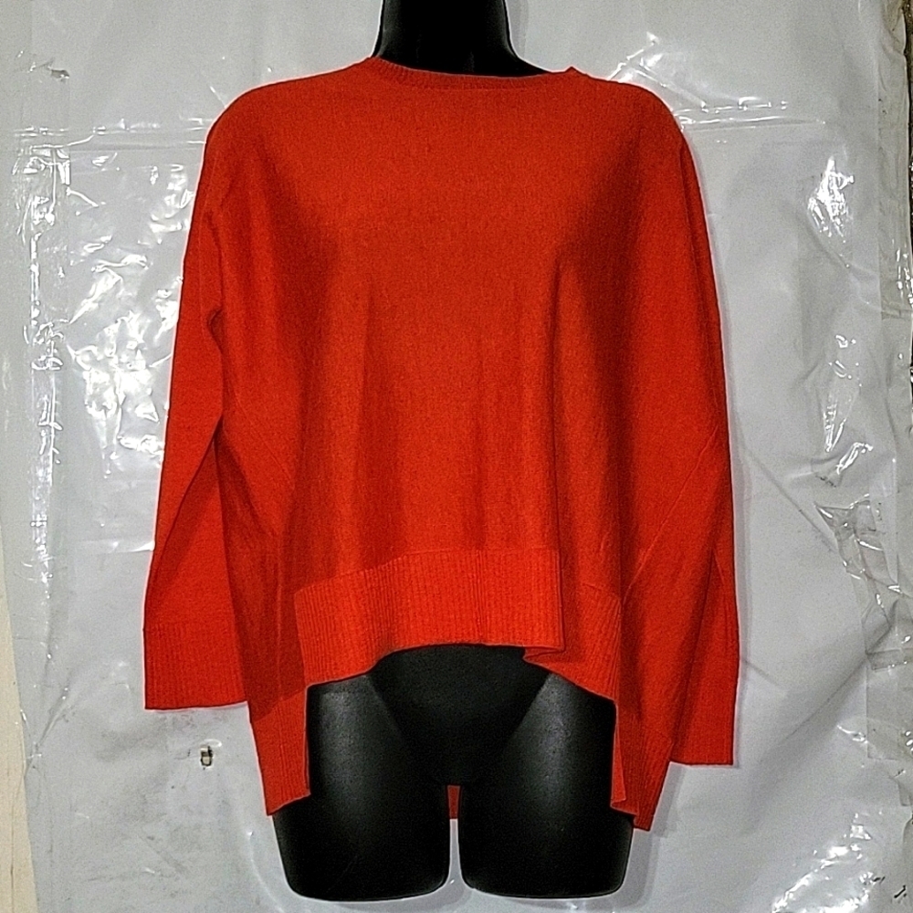 EILEEN FISHER Designer Boxy Long Sleeve Sweater Blouse Top Breathable TP Red